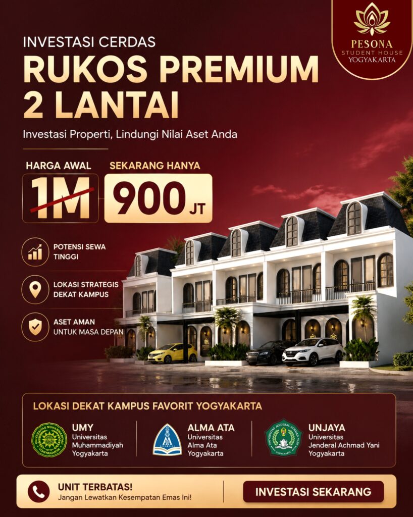 Investasi Rukost 2 lantai di yogyakarta